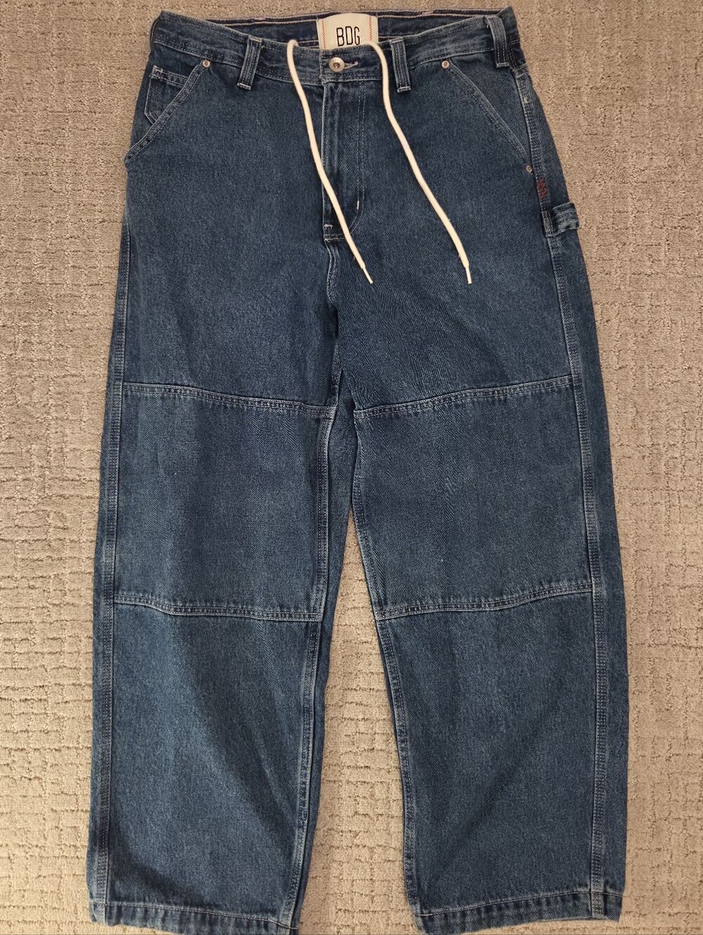 BDG Urban Outfitters Baggy Double Knee Jeans Small Short Blue Y2K